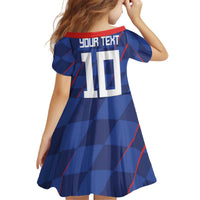 Custom Croatia National Football Kid Short Sleeve Dress The Checkered Blue Version - Wonder Print Shop