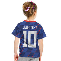 Custom Croatia National Football Kid T Shirt The Checkered Blue Version - Wonder Print Shop