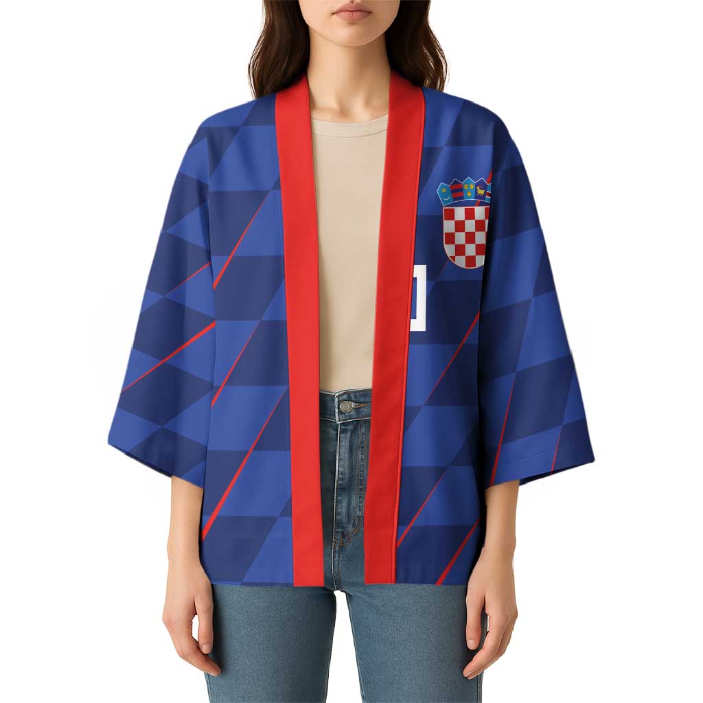 Custom Croatia National Football Kimono The Checkered Blue Version - Wonder Print Shop