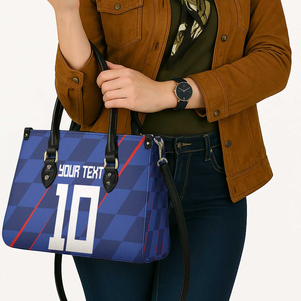 Custom Croatia National Football Leather Bag The Checkered Blue Version - Wonder Print Shop