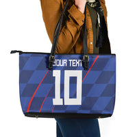 Custom Croatia National Football Leather Tote Bag The Checkered Blue Version - Wonder Print Shop