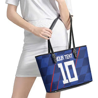 Custom Croatia National Football Leather Tote Bag The Checkered Blue Version - Wonder Print Shop