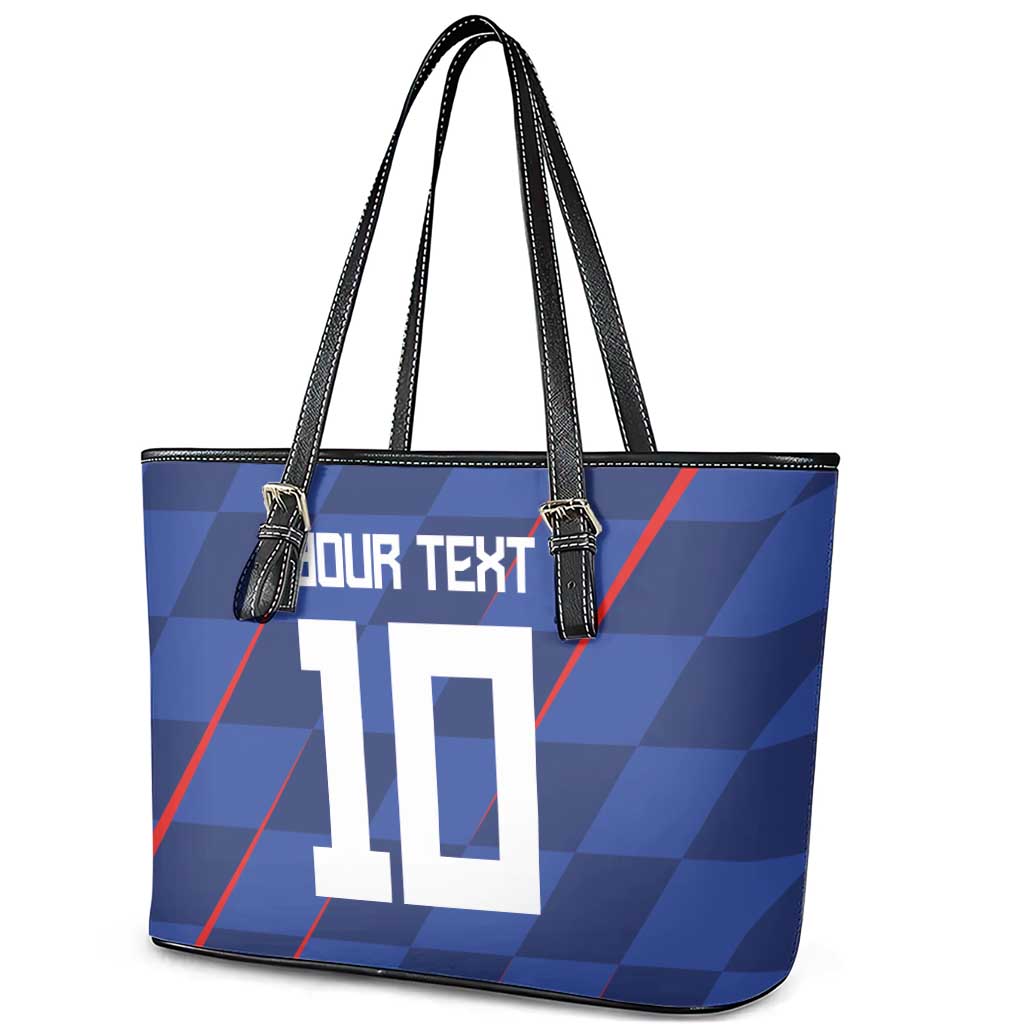 Custom Croatia National Football Leather Tote Bag The Checkered Blue Version - Wonder Print Shop