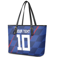 Custom Croatia National Football Leather Tote Bag The Checkered Blue Version - Wonder Print Shop