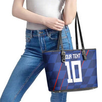 Custom Croatia National Football Leather Tote Bag The Checkered Blue Version - Wonder Print Shop