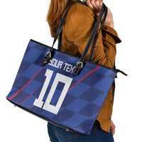 Custom Croatia National Football Leather Tote Bag The Checkered Blue Version - Wonder Print Shop
