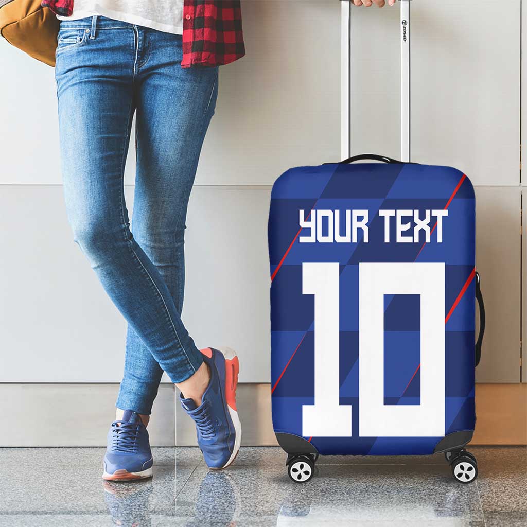 Custom Croatia National Football Luggage Cover The Checkered Blue Version - Wonder Print Shop