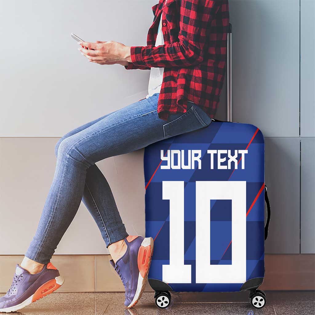 Custom Croatia National Football Luggage Cover The Checkered Blue Version - Wonder Print Shop
