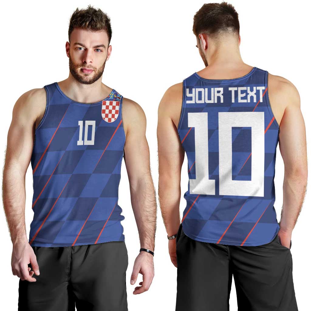 Custom Croatia National Football Men Tank Top The Checkered Blue Version - Wonder Print Shop