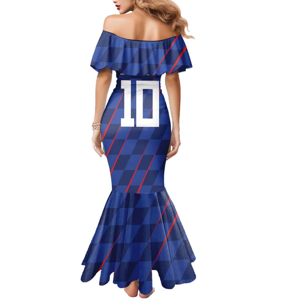Custom Croatia National Football Mermaid Dress The Checkered Blue Version - Wonder Print Shop