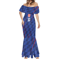 Custom Croatia National Football Mermaid Dress The Checkered Blue Version - Wonder Print Shop