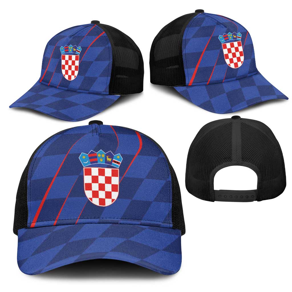 Croatia National Football Mesh Trucker Cap The Checkered Blue Version - Wonder Print Shop