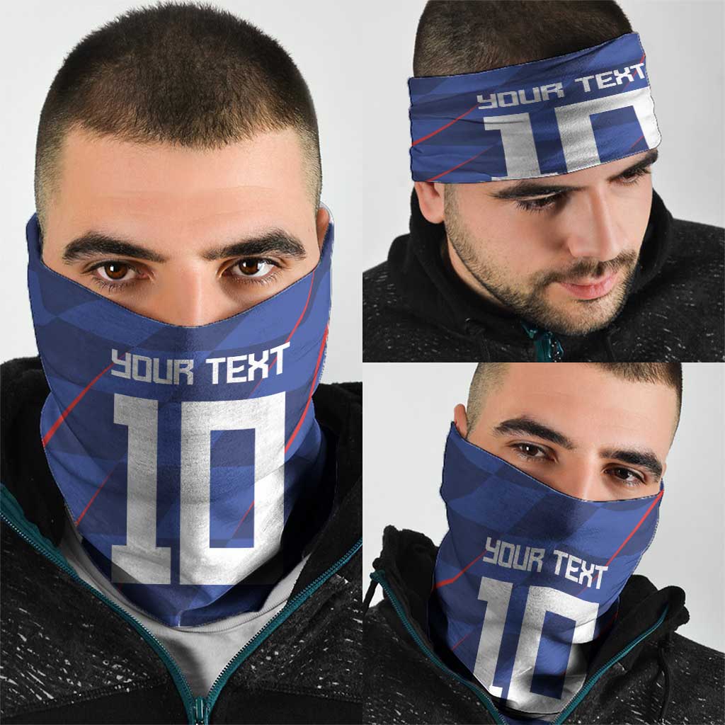 Custom Croatia National Football Neck Gaiter The Checkered Blue Version - Wonder Print Shop
