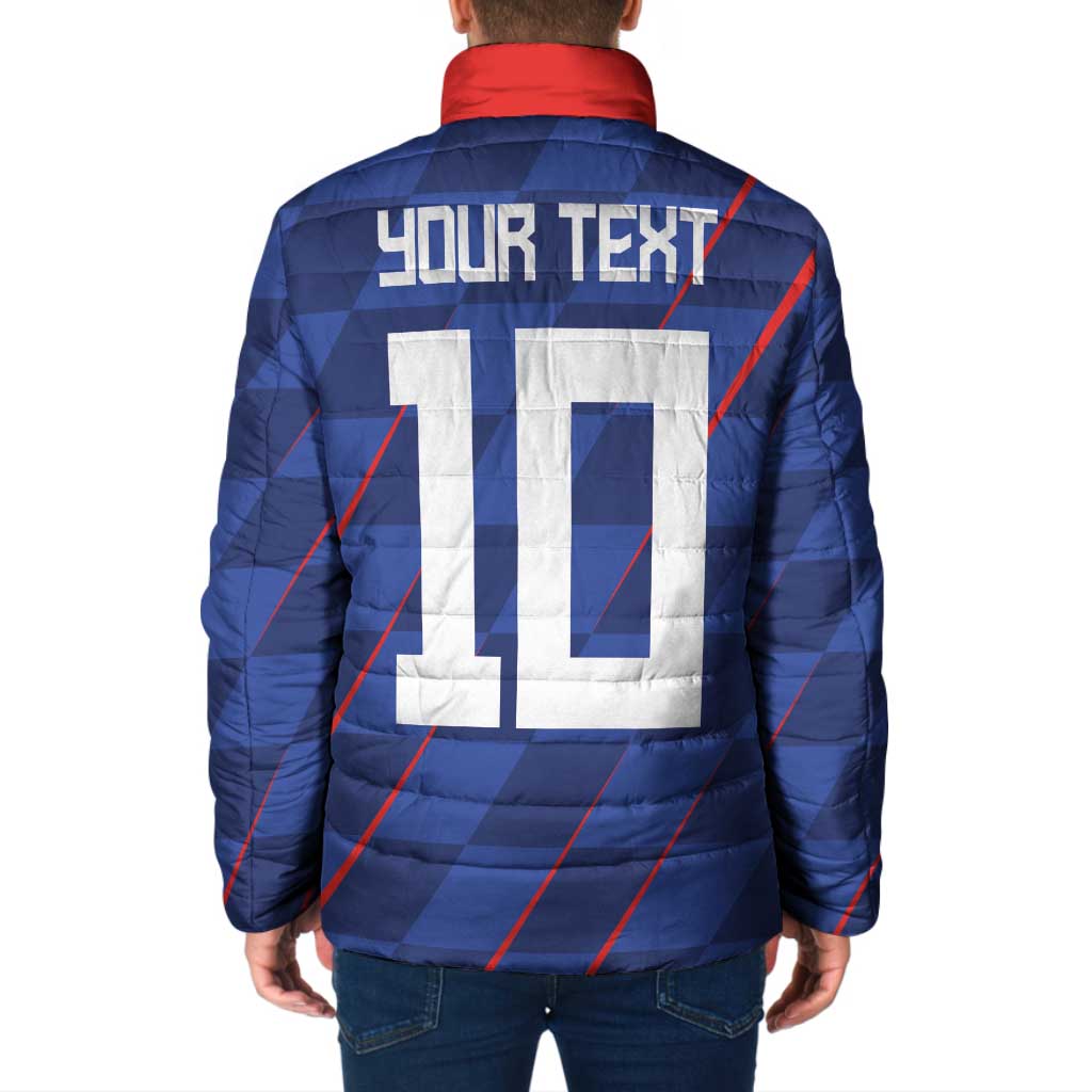 Custom Croatia National Football Padded Jacket The Checkered Blue Version - Wonder Print Shop