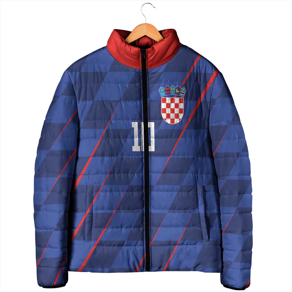 Custom Croatia National Football Padded Jacket The Checkered Blue Version - Wonder Print Shop