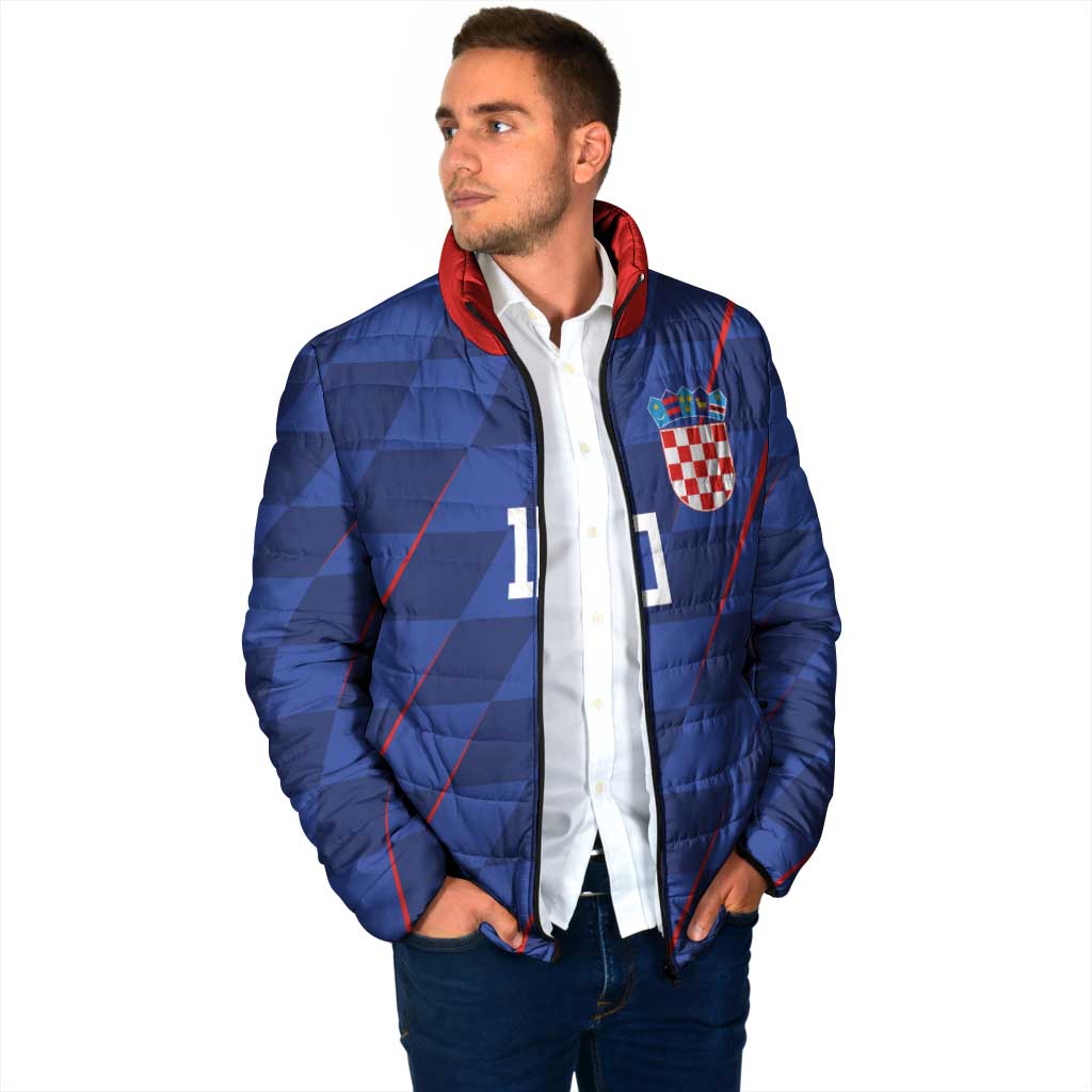 Custom Croatia National Football Padded Jacket The Checkered Blue Version - Wonder Print Shop
