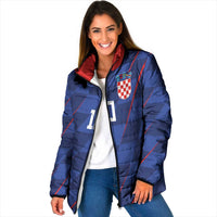 Custom Croatia National Football Padded Jacket The Checkered Blue Version - Wonder Print Shop