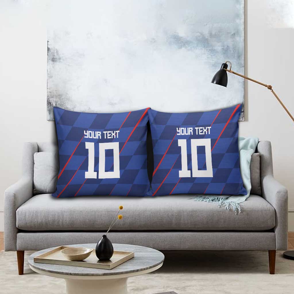 Custom Croatia National Football Pillow Cover The Checkered Blue Version - Wonder Print Shop