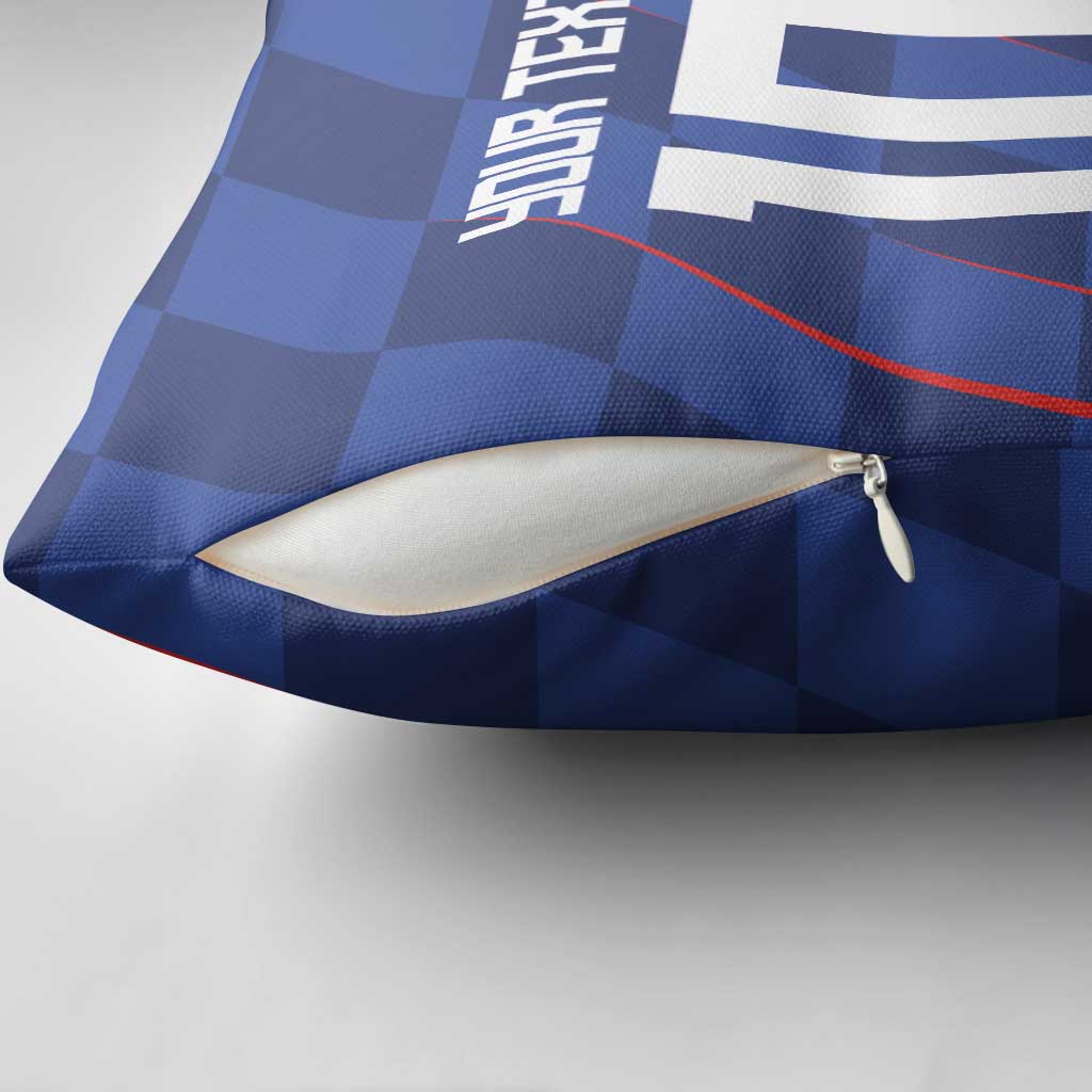 Custom Croatia National Football Pillow Cover The Checkered Blue Version - Wonder Print Shop