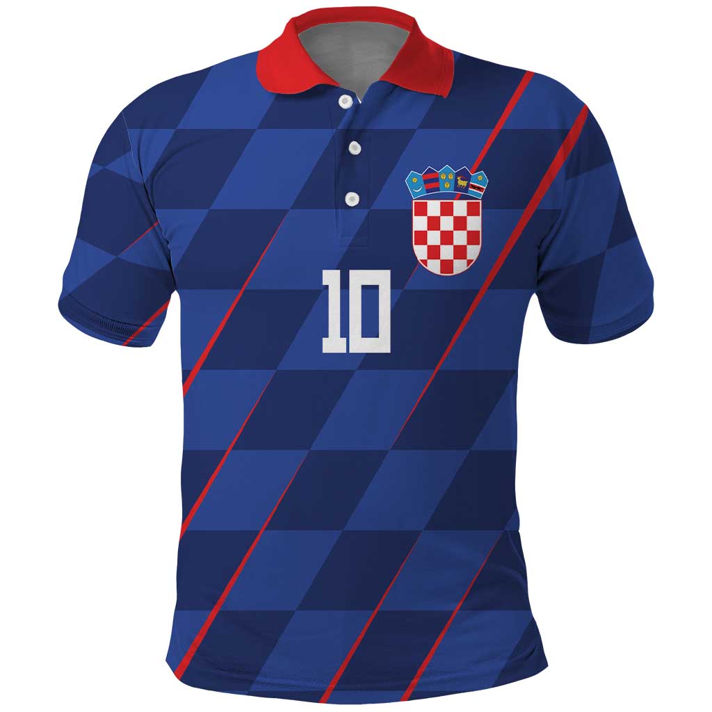 Custom Croatia National Football Polo Shirt The Checkered Blue Version - Wonder Print Shop