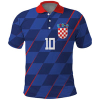 Custom Croatia National Football Polo Shirt The Checkered Blue Version - Wonder Print Shop