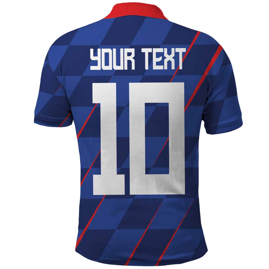 Custom Croatia National Football Polo Shirt The Checkered Blue Version - Wonder Print Shop