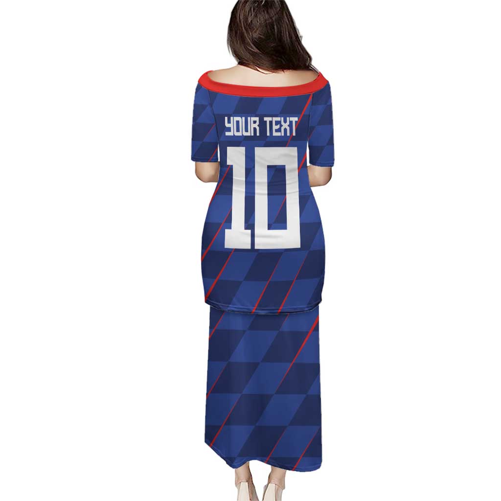 Custom Croatia National Football Puletasi The Checkered Blue Version - Wonder Print Shop