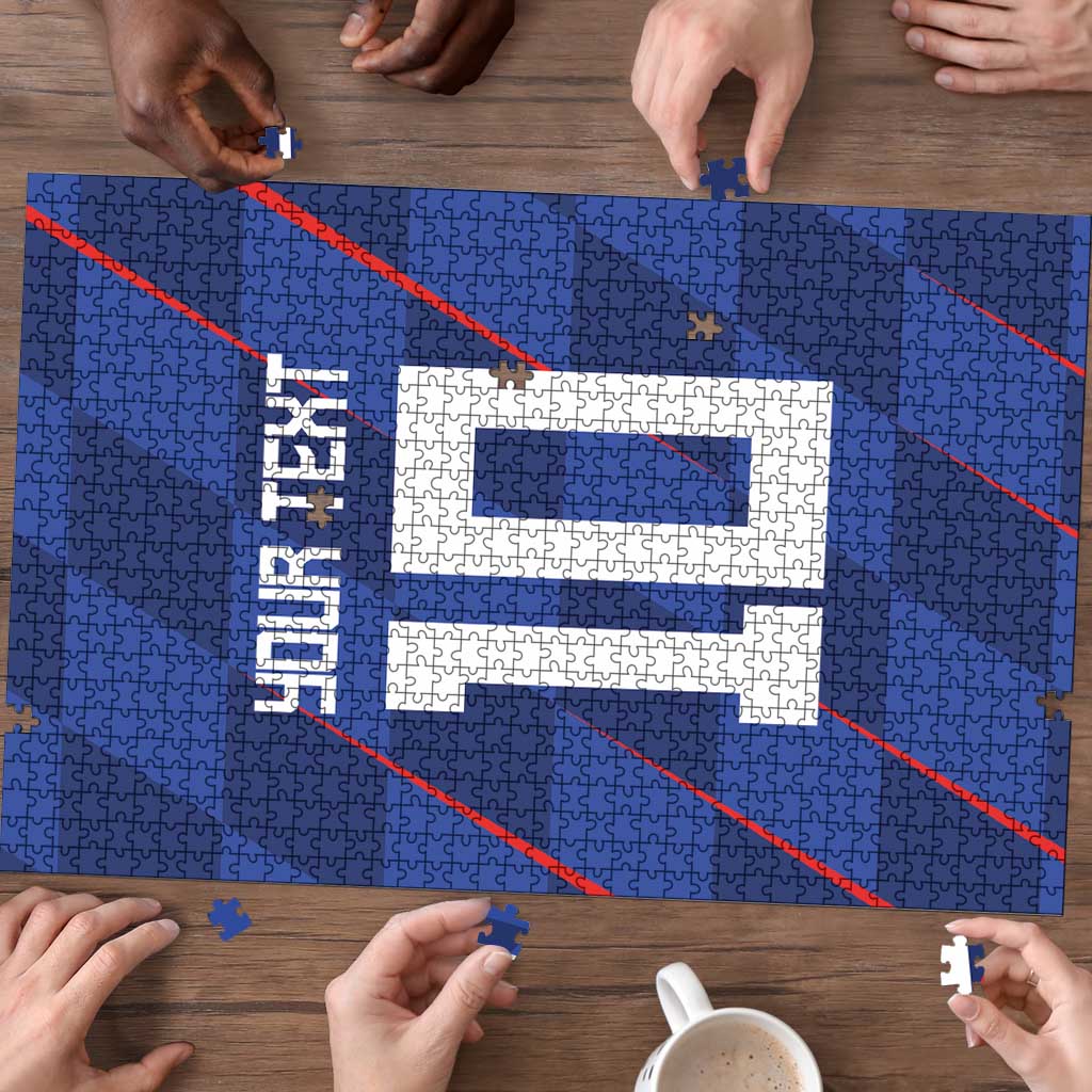 Custom Croatia National Football Puzzle The Checkered Blue Version - Wonder Print Shop