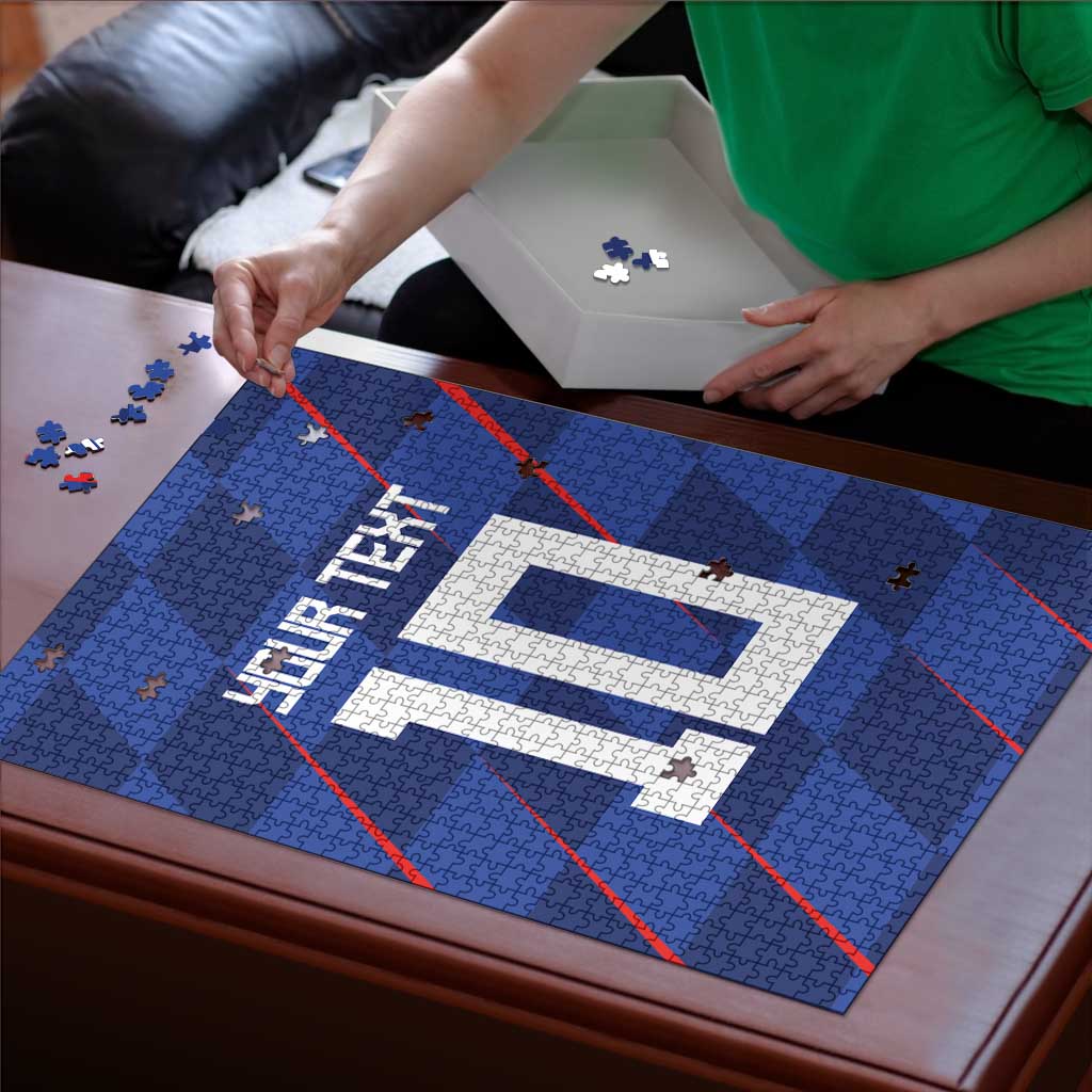 Custom Croatia National Football Puzzle The Checkered Blue Version - Wonder Print Shop