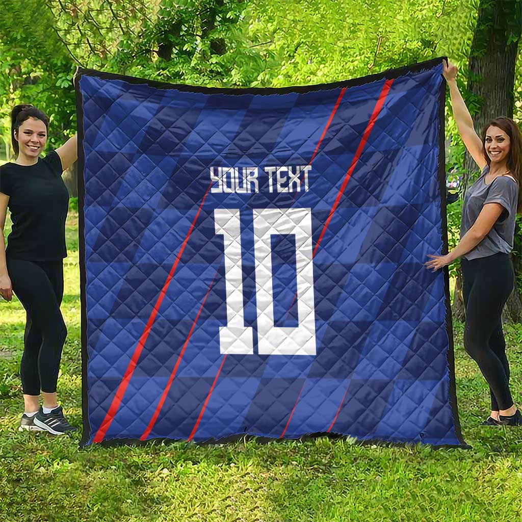 Custom Croatia National Football Quilt The Checkered Blue Version - Wonder Print Shop