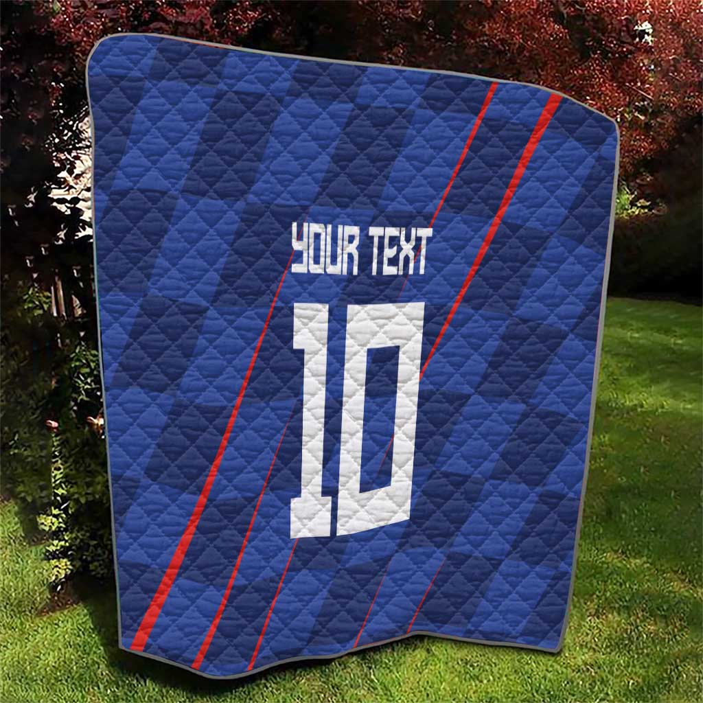 Custom Croatia National Football Quilt The Checkered Blue Version - Wonder Print Shop
