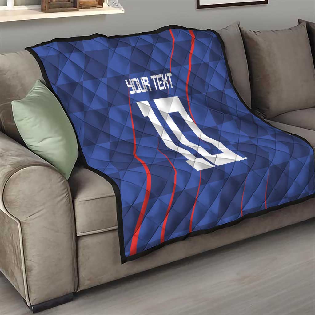 Custom Croatia National Football Quilt The Checkered Blue Version - Wonder Print Shop