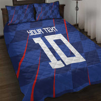 Custom Croatia National Football Quilt Bed Set The Checkered Blue Version - Wonder Print Shop