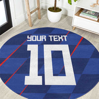 Custom Croatia National Football Round Carpet The Checkered Blue Version - Wonder Print Shop