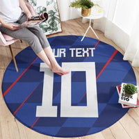 Custom Croatia National Football Round Carpet The Checkered Blue Version - Wonder Print Shop