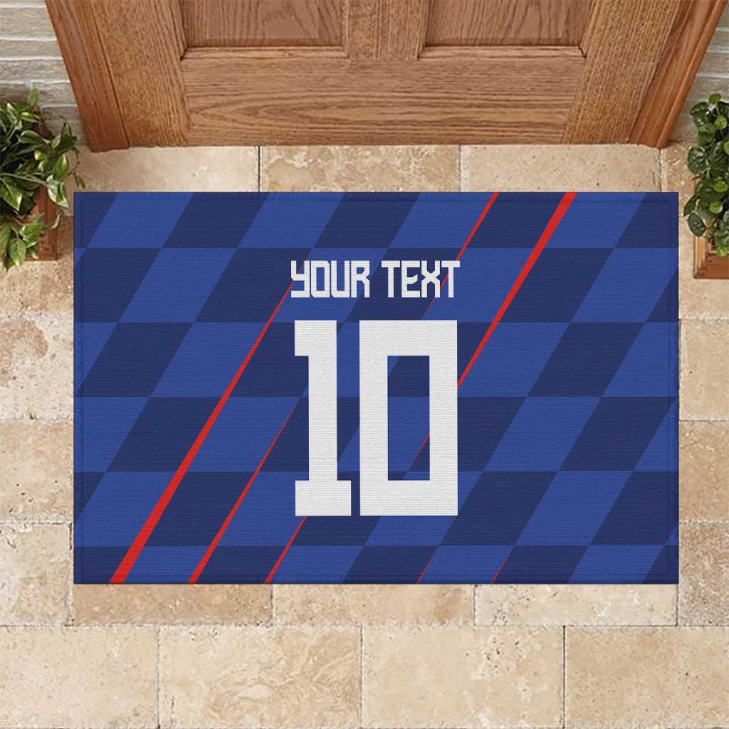 Custom Croatia National Football Rubber Doormat The Checkered Blue Version - Wonder Print Shop