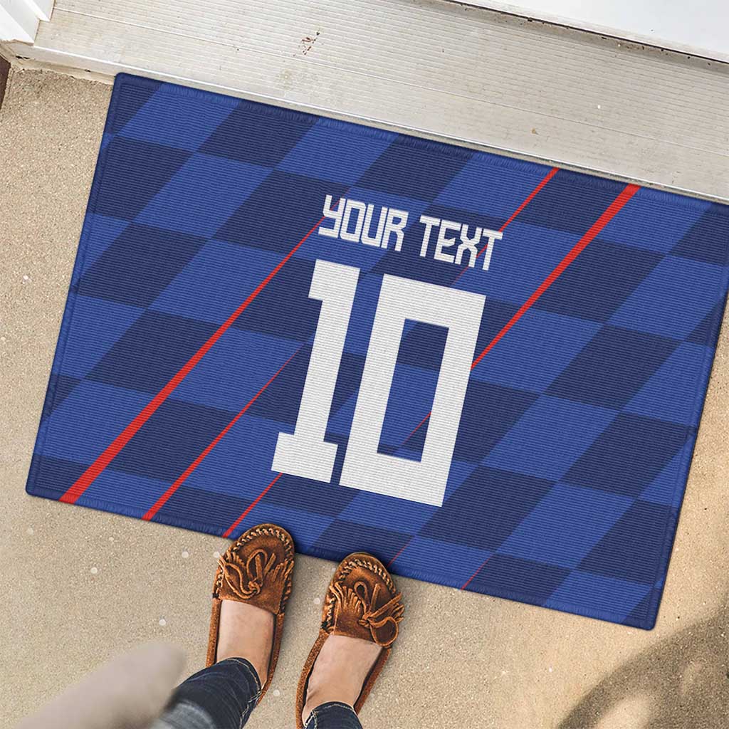 Custom Croatia National Football Rubber Doormat The Checkered Blue Version - Wonder Print Shop
