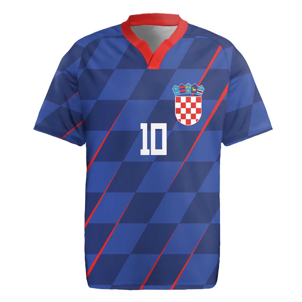Custom Croatia National Football Rugby Jersey The Checkered Blue Version - Wonder Print Shop