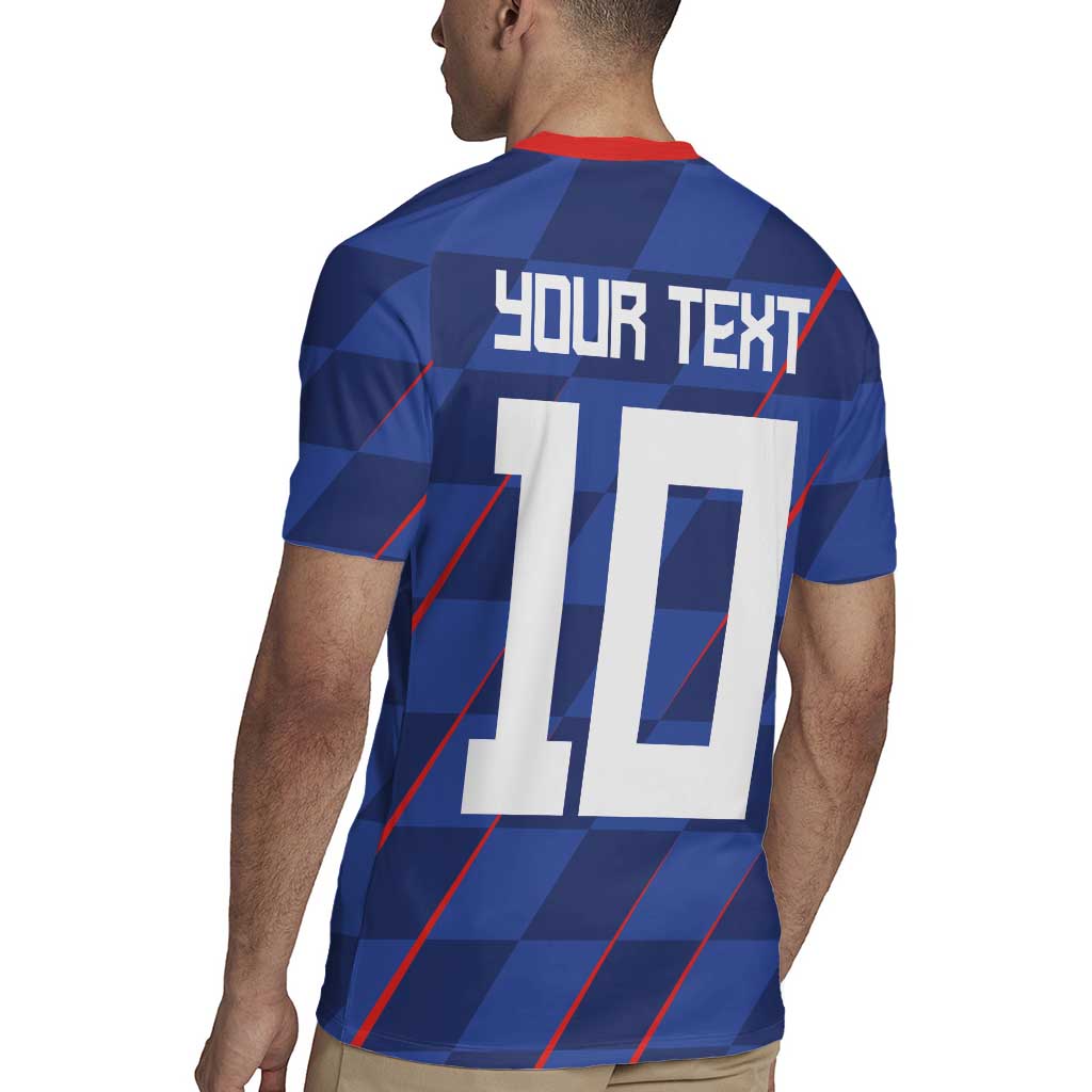 Custom Croatia National Football Rugby Jersey The Checkered Blue Version - Wonder Print Shop