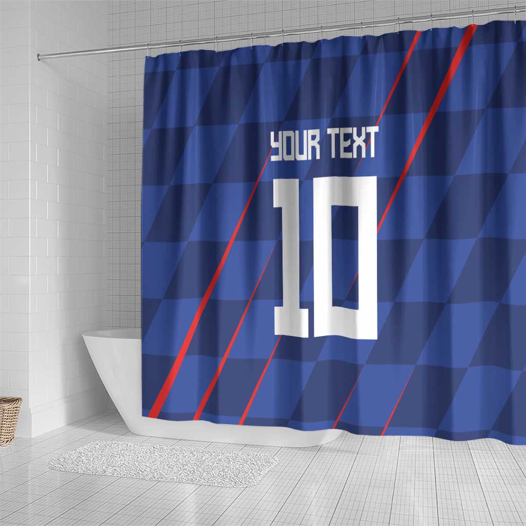 Custom Croatia National Football Shower Curtain The Checkered Blue Version - Wonder Print Shop
