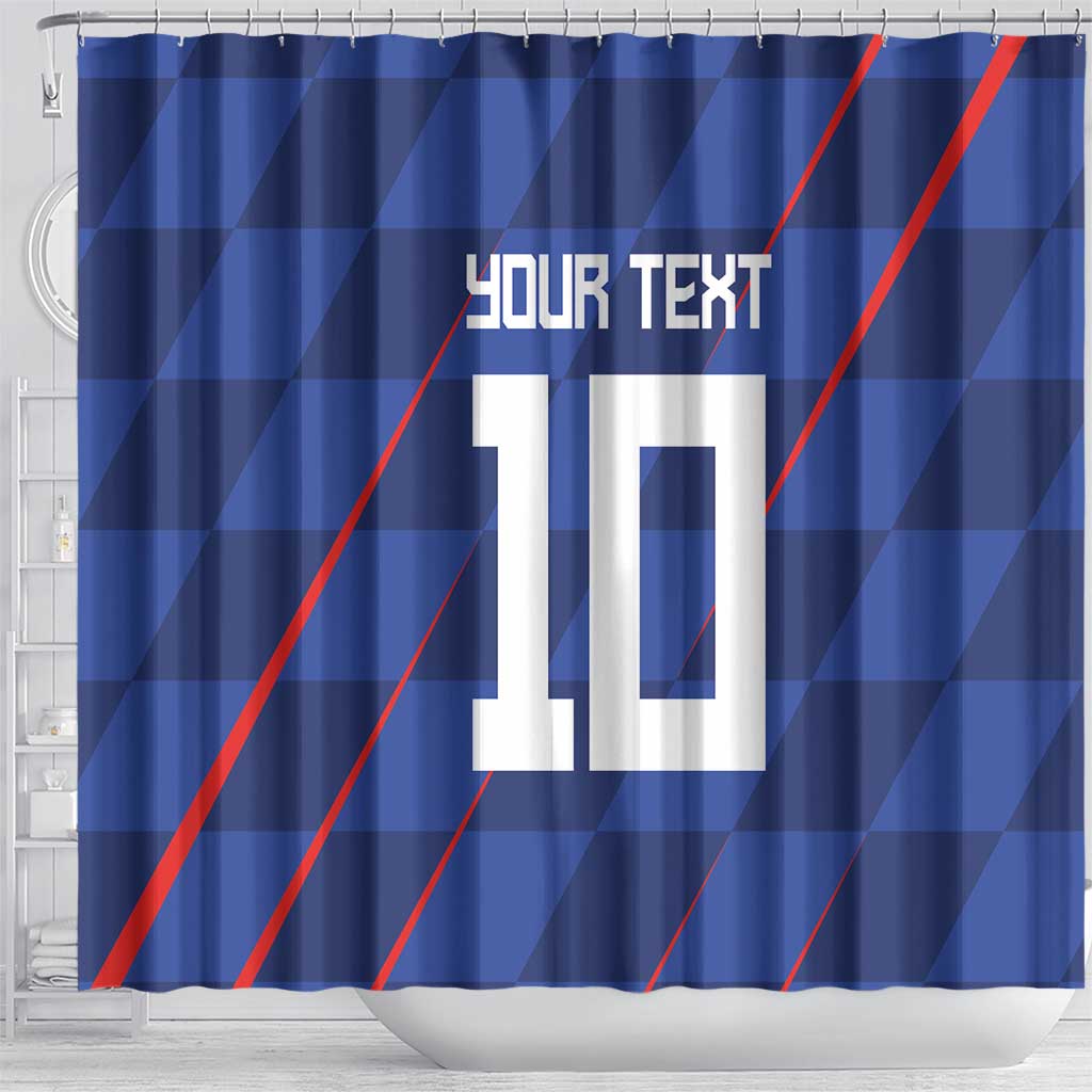 Custom Croatia National Football Shower Curtain The Checkered Blue Version - Wonder Print Shop