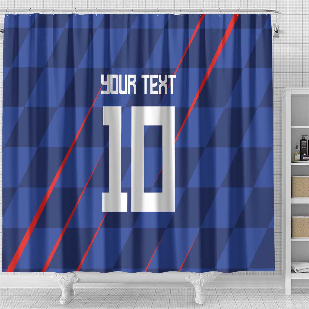 Custom Croatia National Football Shower Curtain The Checkered Blue Version - Wonder Print Shop