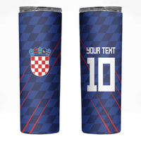 Custom Croatia National Football Skinny Tumbler The Checkered Blue Version - Wonder Print Shop