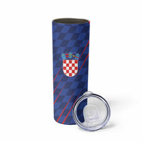 Custom Croatia National Football Skinny Tumbler The Checkered Blue Version - Wonder Print Shop