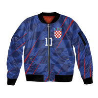 Custom Croatia National Football Sleeve Zip Bomber Jacket The Checkered Blue Version - Wonder Print Shop