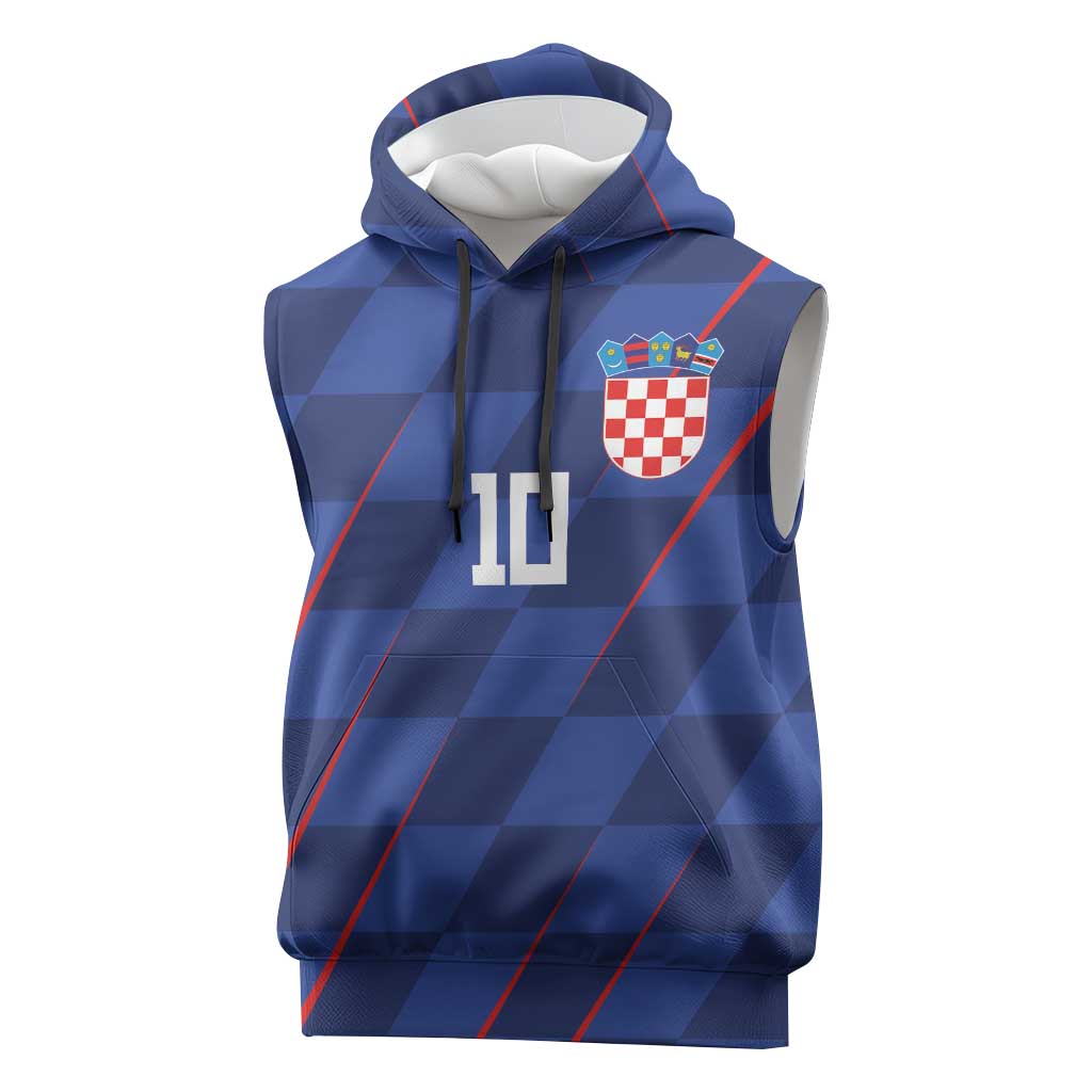 Custom Croatia National Football Sleeveless Hoodie The Checkered Blue Version - Wonder Print Shop