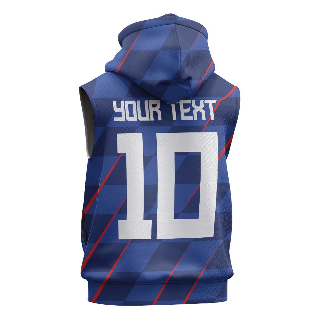 Custom Croatia National Football Sleeveless Hoodie The Checkered Blue Version - Wonder Print Shop