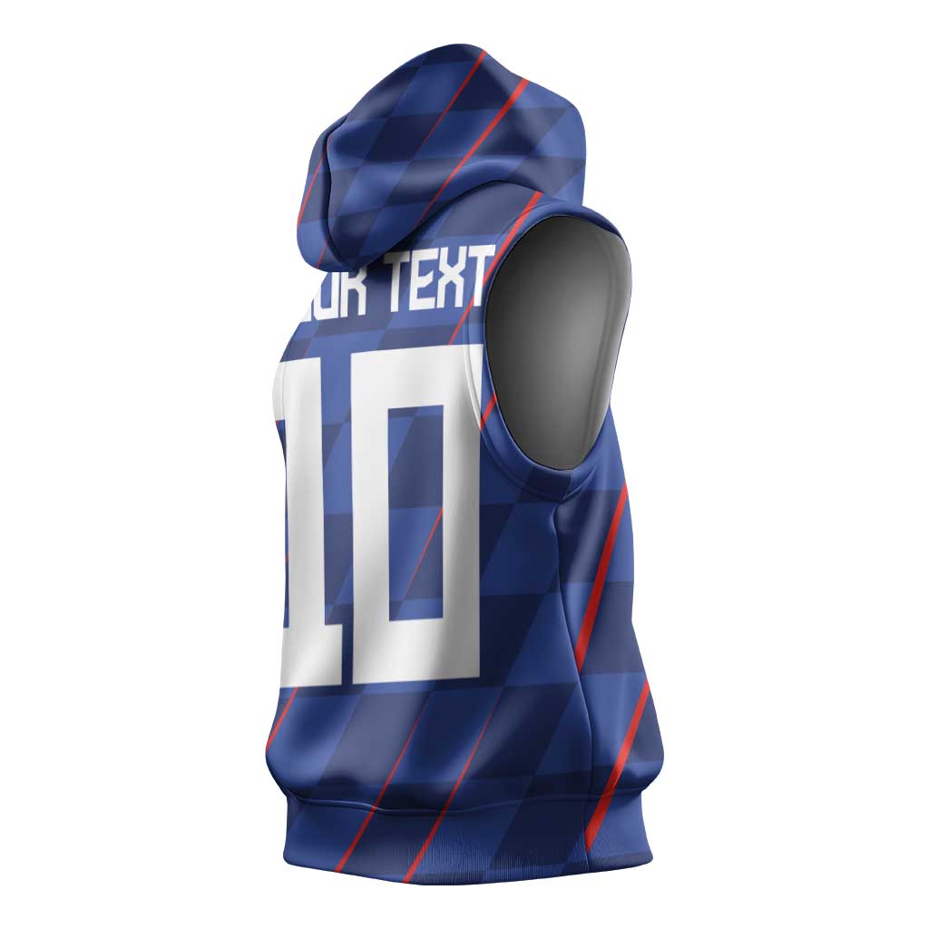 Custom Croatia National Football Sleeveless Hoodie The Checkered Blue Version - Wonder Print Shop