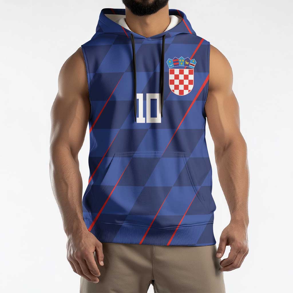 Custom Croatia National Football Sleeveless Hoodie The Checkered Blue Version - Wonder Print Shop