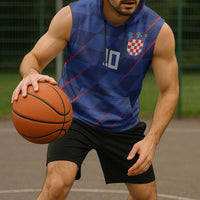 Custom Croatia National Football Sleeveless Hoodie The Checkered Blue Version - Wonder Print Shop